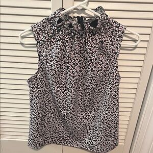 Ann Taylor Black and White Floral Blouse
